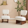 thumbnail image 2 of YIYADO Accent Chair Set of 2, Mid-Century Modern Chair, Polyester Fiber Upholstery, Walnut Finish Wooden Base, Simple and Stylish Accent Seat for Living Room, Bedroom, Balcony, Beige, 2 of 6