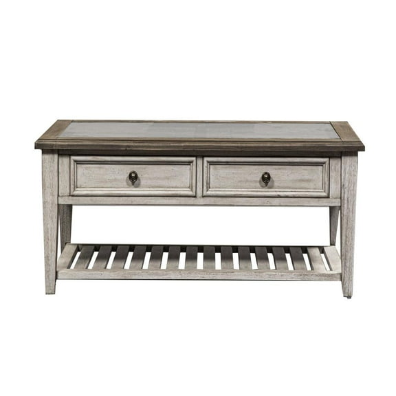 Heartland Off White Wood Rectangular Ceiling Tile Cocktail Table
