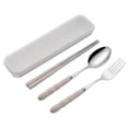 thumbnail image 1 of EDFBUYKRS Stainless Steel Portable Tableware Three Piece Students Outdoor Spoon Chopsticks Fork Set, 1 of 4