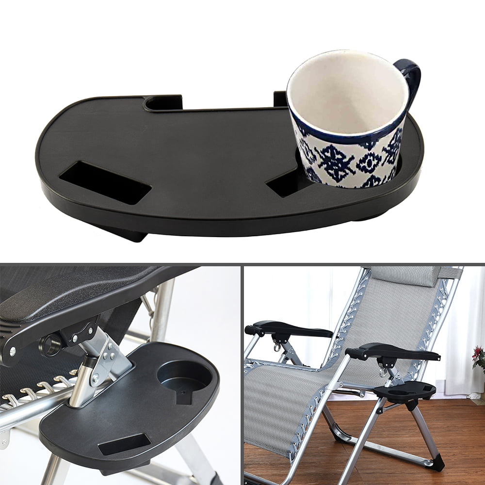 1/2x Folding Recliner Chair Clip Side Tray Table Cup Holder Sun Lounger Garden 