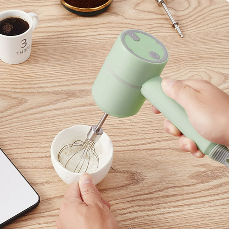 Potato Masher Handheld Automatic Mixer Coffee Hand Boiler Mini Household Cordless Electric Hand Mixer USB Rechargable Handheld Egg Beater with 2