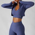 thumbnail image 2 of Chaqueta de entrenamiento para mujer Cremalleras dobles de secado rápido Estilo recortado Chaqueta de entrenamiento recortada de chinlon transpirable para entrenamiento en el gimnasio Púrpura S, 2 of 7