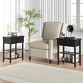 thumbnail image 5 of Fluted Nightstand with Charging Station,Night Stand with Drawer & 2 Open Storage Shelves, Side Table for Bedroom Small Space Living Room Entryway, 5 of 9