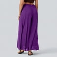 thumbnail image 5 of Women Flowy Chiffon Wide Leg Split Palazzo Pants High Waist Sheer Layered Trousers Lightweight Ankle Pants Purple 2XL, 5 of 6