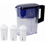 Sapphire Water Filtration Pitcher with 3 Filters, Clear/Blue