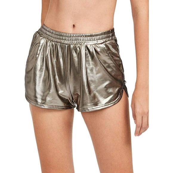 Women's Metallic Shorts Elastic Waist Shiny Pants