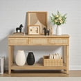 thumbnail image 2 of Tcbosik Rattan Console Table with Shelf and 3 Drawers, 51.2 inch Boho Entryway Table, 2-Tier Narrow Sofa Table, Long Behind Couch Table for Living Room, Hallway, Foyer, Natural, 2 of 10