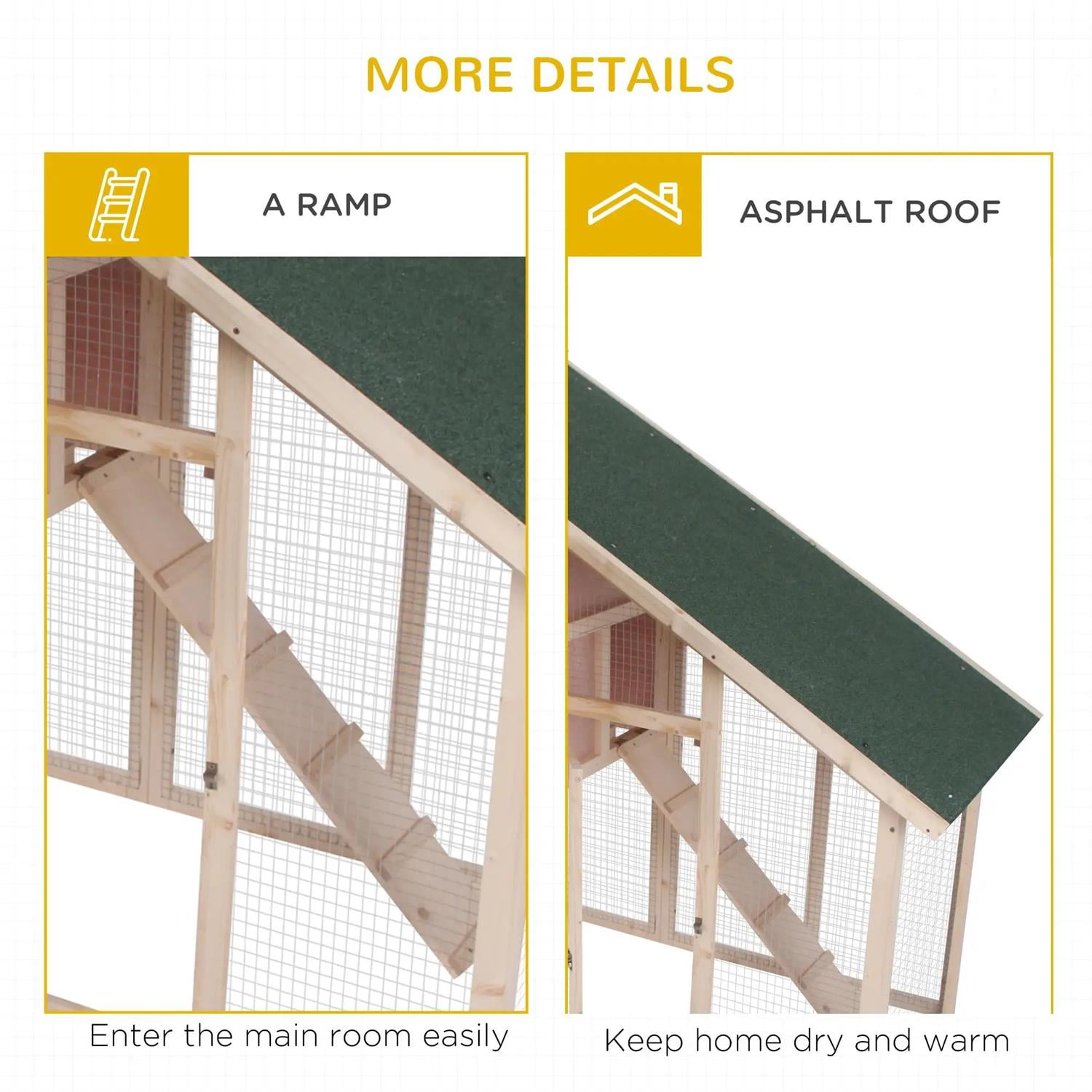 Kadyn 55" Outdoor Rabbit Hutch with Slide-out Tray, Wooden Small Animal Habitat Chicken Coop Bunny Cage for Bunnies, Guinea Pigs, Beige