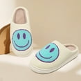 thumbnail image 2 of Smile Face Slippers for Women and Men Retro Comfy PU Leather Slip-On House Shoes with Memory Foam Warm Soft Flat Slides for Indoor & Outdoor, 2 of 5