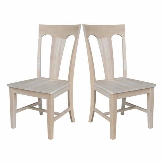 Set of Two Solid Wood Elle Chairs in Unfinished