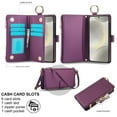 thumbnail image 3 of Crossbody Wallet Case for Samsung Galaxy A14 5G RFID Blocking Card Slots, PU Leather Wristband Strap Zipper Pocket Phone Case with Stand Secure Ring Buckle for Samsung Galaxy A14 5G, Deeppurple, 3 of 7