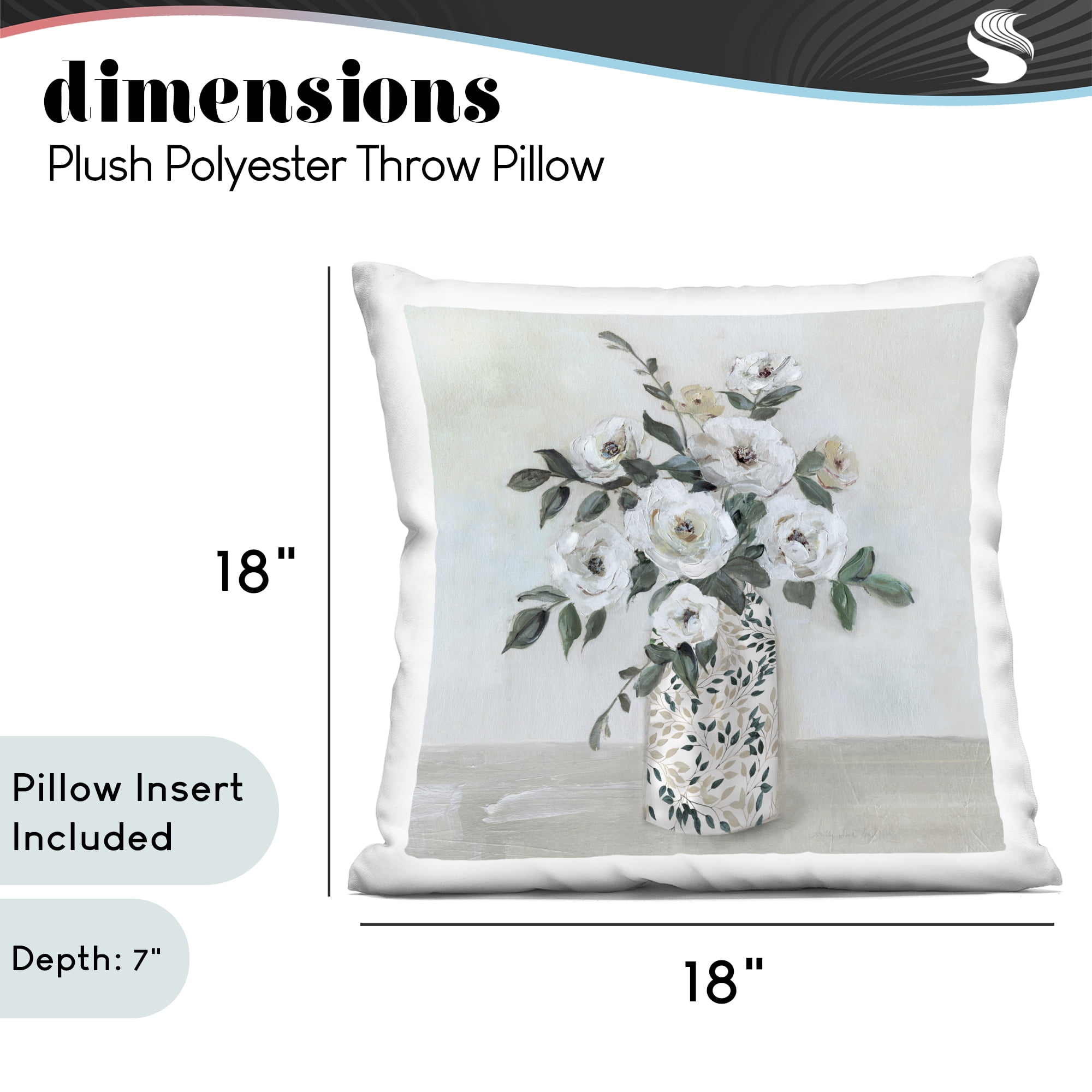Stupell Industries Leaf Patterned Flower Vase Decorative Printed Throw Pillow, design by Sally Swatland, 18 x 7 x 18