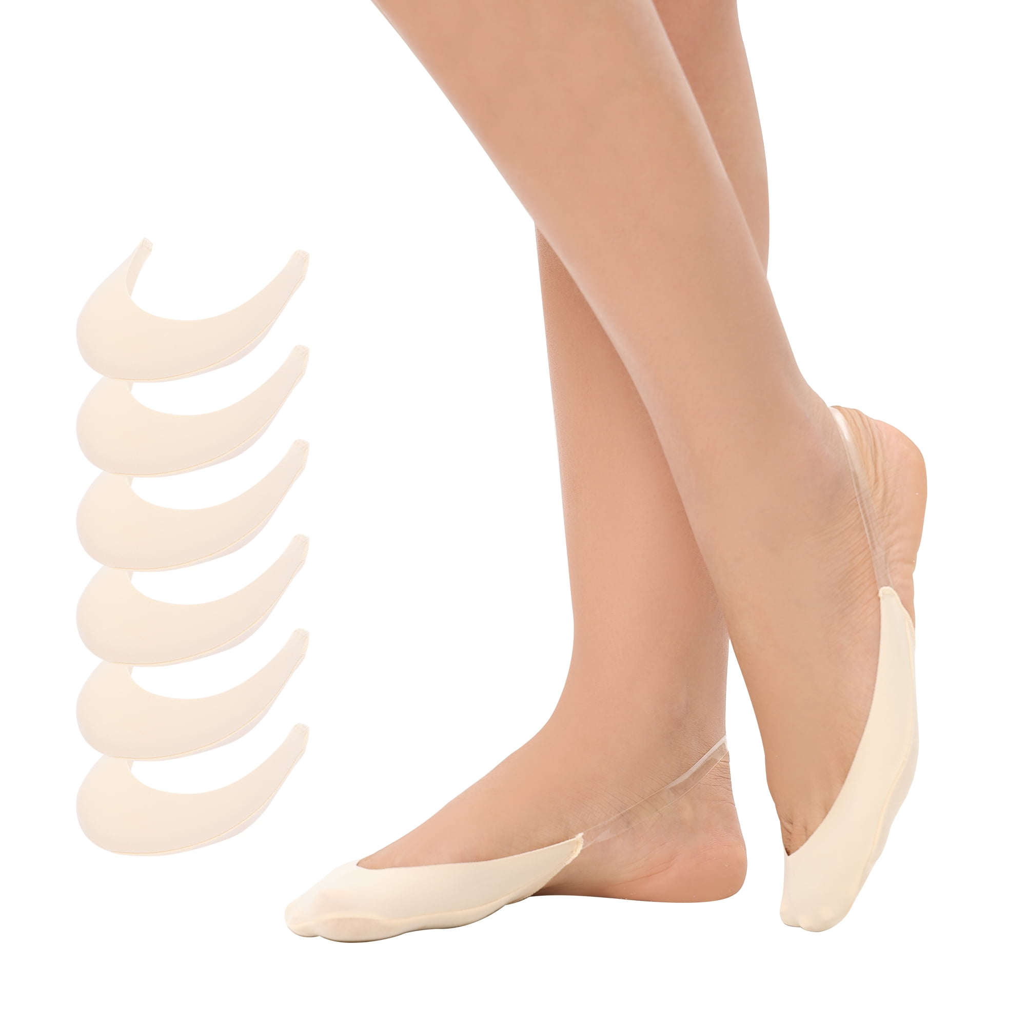 Manzi 6 Pairs Toe Topper Socks with Sling Back,No Show Half Socks Non