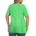 thumbnail image 2 of Lmnyox Women's Plus Size Tops Fashion Short Sleeve Cross V Neck Striped Shirt Oversized Casual Trendy Tunic Blouses, 2 of 6