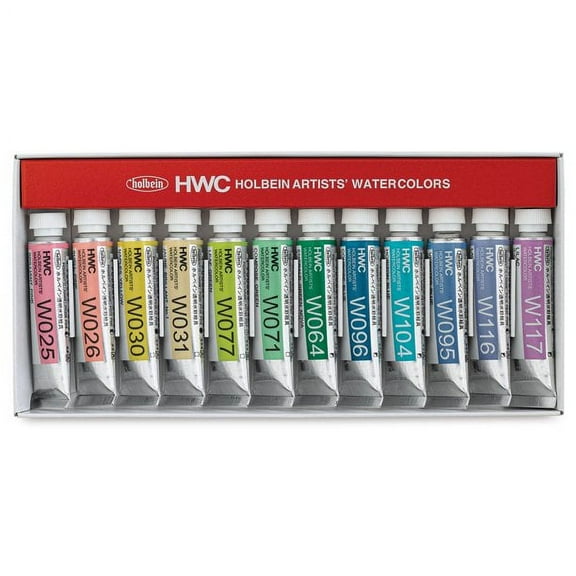 Holbein Artists' Watercolors - Set of 12, Pastel Colors, 5 ml Tubes