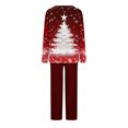 thumbnail image 3 of Hueook House Dresses for Women Women Christmas Printed V-neck Casual Long Top Pants Pajama Set Multicolor 2X, 3 of 4