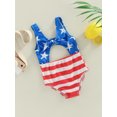thumbnail image 3 of Bagilaanoe Baby Girls Independence Day One-piece Swimwear 6M 9M 12M 18M 24M 3T Sleeveless Stars Striped Beachwear 4th of July Bathing Suits, 3 of 9