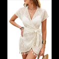 thumbnail image 1 of Traje de Baño para Mujer, con Escote en V Transparente y Corta, Ideal para Playa y Piscina. Albaricoque XXL, 1 of 10