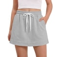 thumbnail image 2 of Miluxas Girls' Drawstring Sweat Skirt - Elastic Waist A-Line Skirt with Side Pockets, Comfortable Casual Skirt for School, Sports & Daily Wear Gray 5-6Years, 2 of 8