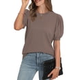 thumbnail image 4 of Ronuti Women's Puff Short Sleeve Sweater Tops 2026 Summer Fall Trendy Knit Crew Neck Casual T Shirts Blouses, 4 of 9