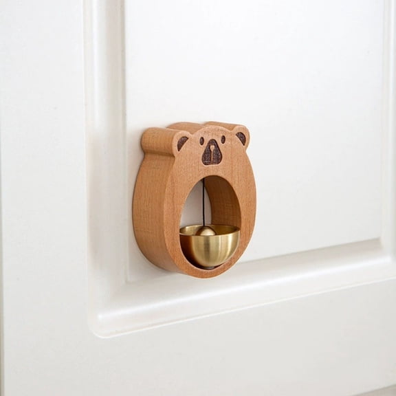 Bear Door Suction Bell,Magnetic Wooden Attached Bell,Rustic Housewarming Gift,Magnetic Attached Doorbell Chime for Entrance, Fridge Sticker,Garden, Porch, or Backyard