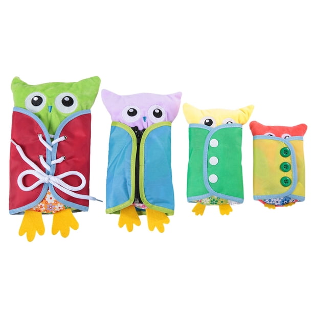 4 piezas de peluche de búho para vestir, juguete para bebé, niño, aprender a vestir, muñeca, juguete educativo de aprendizaje temprano