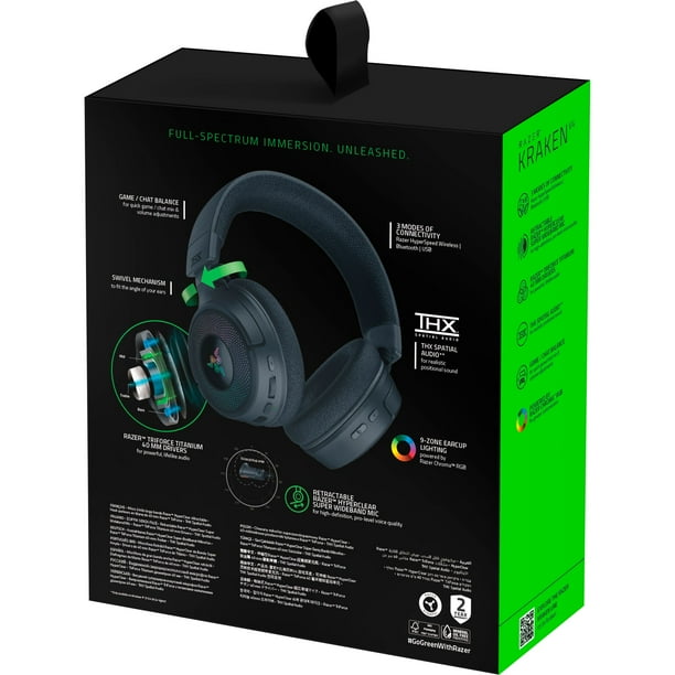 Razer Kraken V4 Wireless Gaming Headset with 9 Zone Chroma RGB for