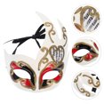 thumbnail image 2 of Máscaras venecianas con forma de llama para hombre, creativas máscaras masculinas de mascarada, decoración de media cara, suministros para fiestas, banquetes y bailes (rojas), 2 of 7