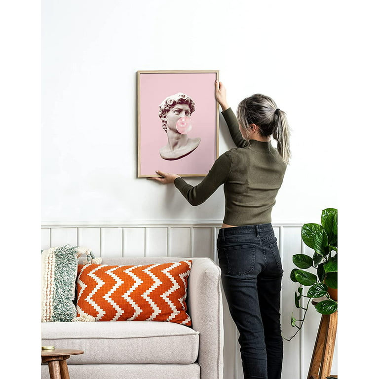 HAUS AND HUES Pink Framed Wall Art, Gum Poster David Bubble Pop