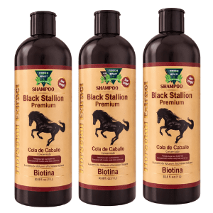 Black Stallion Premium Shampoo 3-Pack – Cola de Caballo & Biotin – Hair Volumizing Shampoo – Strengthening & Cleansing – 33.8 fl oz Each (1 L) – Green Royalty