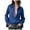Blue, variant on Women Lapel Full Front Zip Up Long Sleeve Flared Cuff Lightweight Woven Blouse Shirt Black for Size XXL