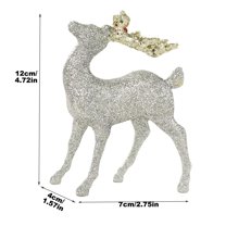 Glitter Reindeer Christmas Ornament Hanging Decoration with Photo Prop for Tree Home Holiday Party Decor(Silver)