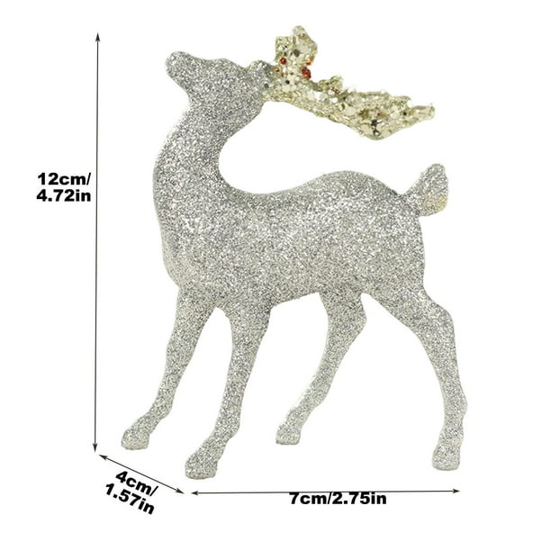 Adornos navideños de reno con purpurina | Juego de 2 accesorios para fotos colgantes | Decoración navideña para fiestas en casa, oficina y habitación infantil | Decoración festiva de mesa