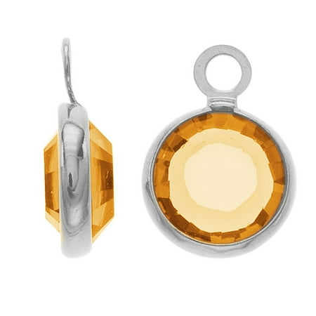 - SWAROVSKI ELEMENTS Rhodium Plated Channel Crystal Charm Topaz 10mm (8)