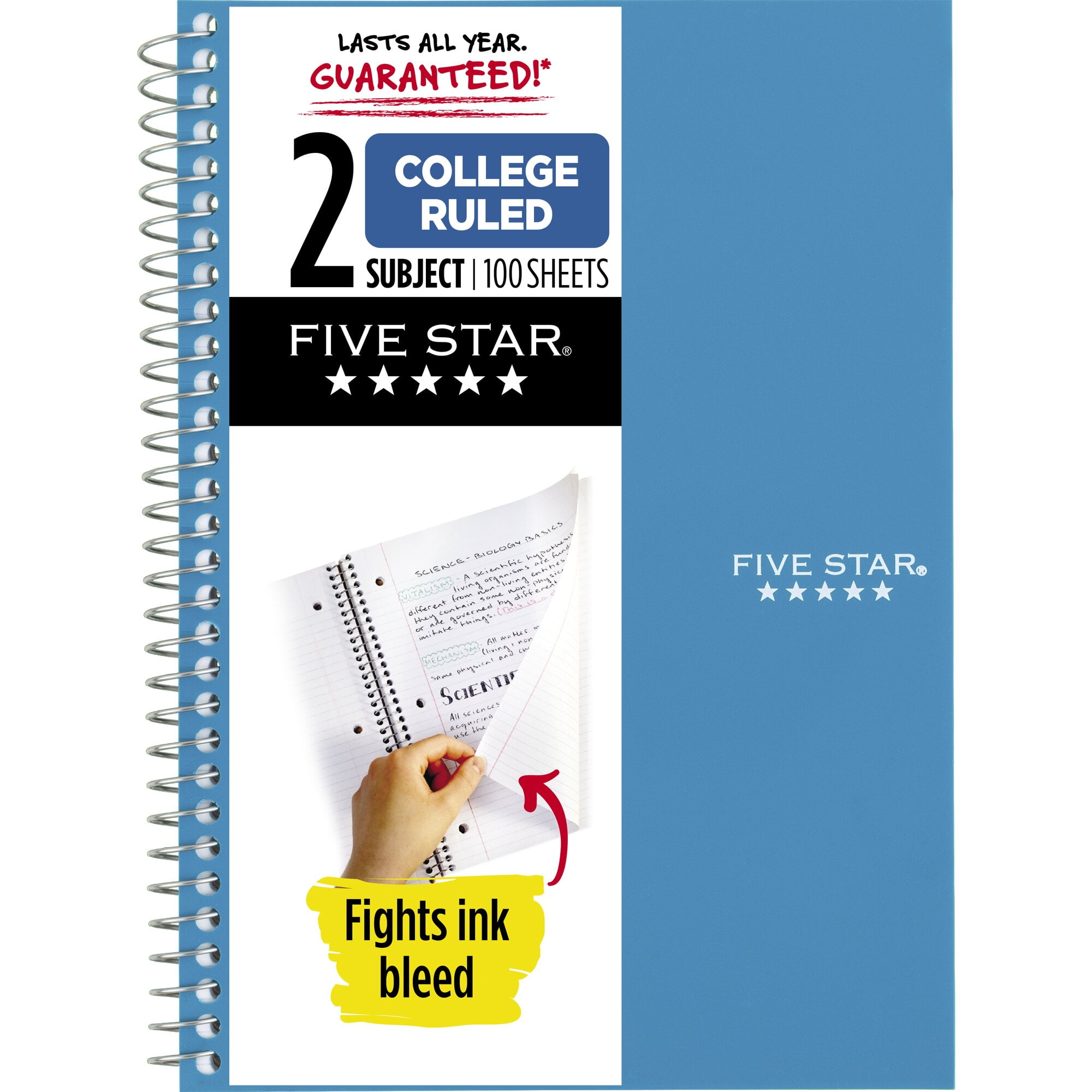 Five Star Spiral Notebook, 2 Subject, College Ruled, Tidewater (840004CG1-WMT)