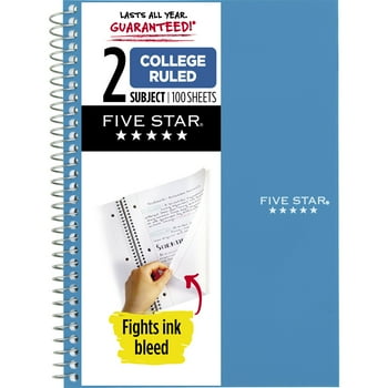 Five Star Spiral , 2 Subject, College Ruled, Tidewater (840004CG1-WMT)