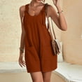 thumbnail image 4 of SUYOLL Women Romper Tie Shoulder Solid Color Overall Shorts Scoop Neck with Pockets Soft Breathable Work Overalls, 4 of 6