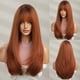 thumbnail image 2 of Peluca Larga con Flequillo para Mujer Peluca Recta Naranja Pelucas de Fibra Química Sintéticas Resistentes Al en para Fiesta Diaria, 2 of 9