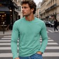 thumbnail image 4 of Mfakffe Mens Long Sleeve Tee Shirts Spring Fall Crew Neck Tops Solid Casual Basic Tees Soft Stretch T-Shirts For Daily Wear, 4 of 5