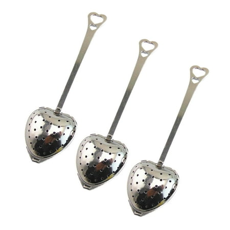 

BESTONZON 10pcs Tea Filter Long Grip Stainless Steel Mesh Heart Shaped Tea Strainer Spoon Tea Infuser Spoon