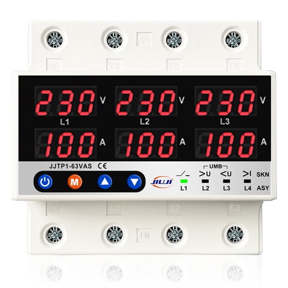 Riwcyla Three Phase Voltage and Current Protector Synchronous and Asynchronous Working Modes Design Multiple Protections with Automatic Power Off and Automatic Reset Function