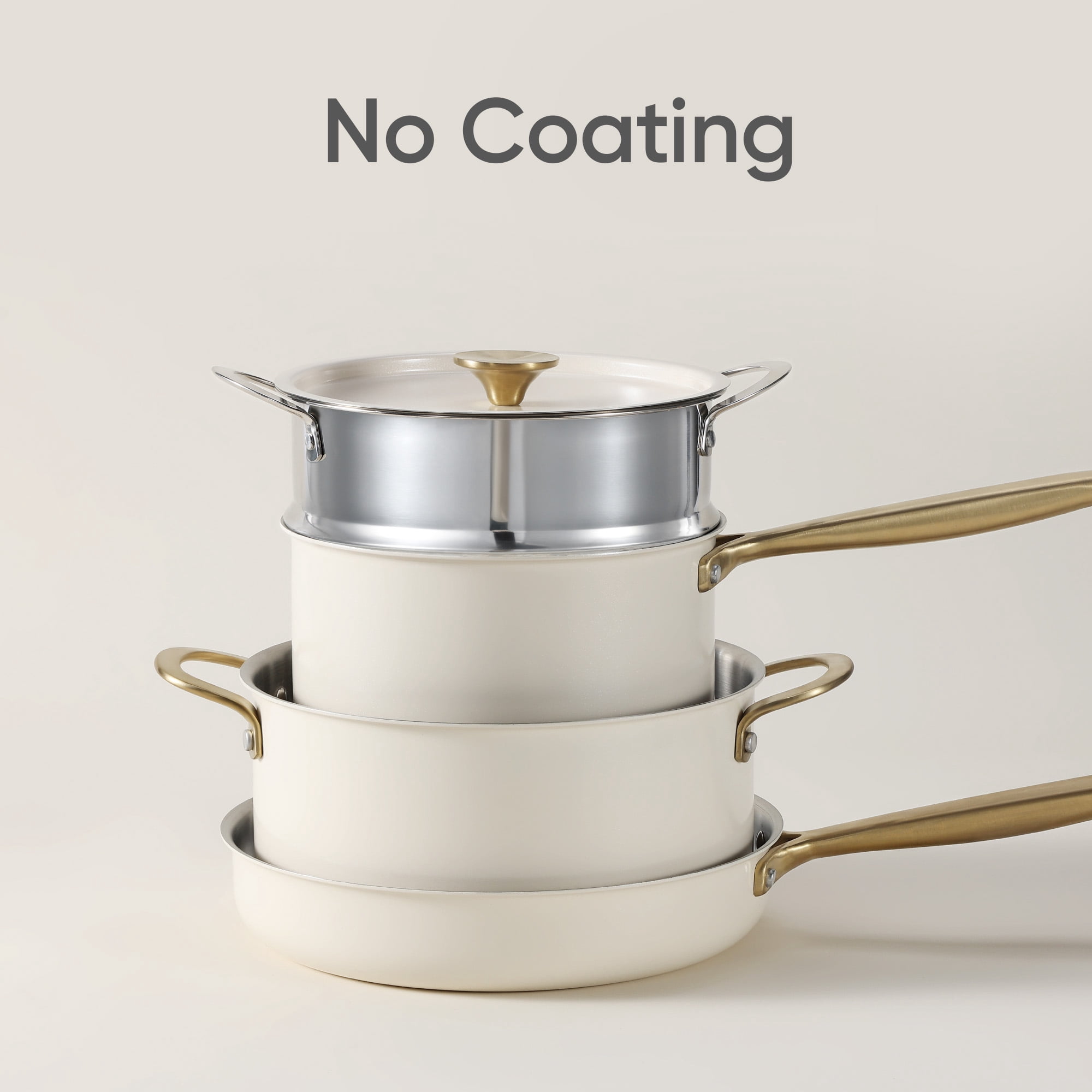 Carote 18-Piece Tri-Ply Stainless Steel Pots and Pans Set, Induction Compatible - White