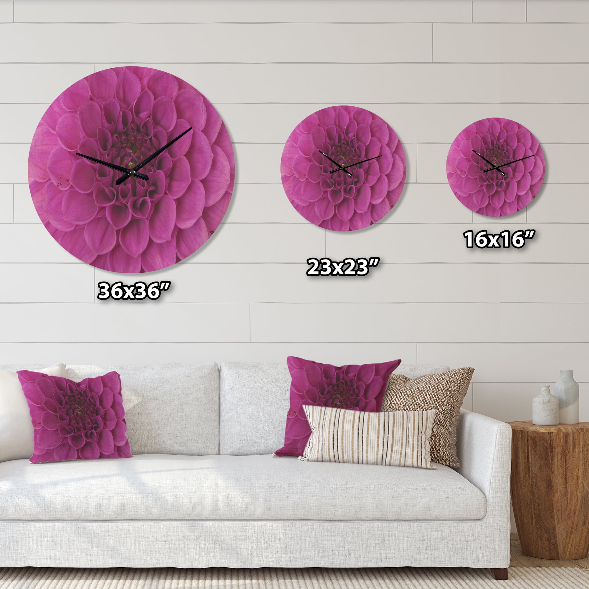 Designart 'Close Up Purple Flower and Petals ' Modern Wood Wall Clock