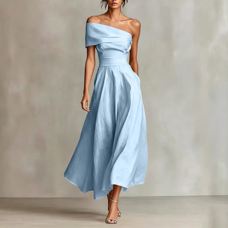 summer semi formal dresses Ever-Pretty Women's Spring Chiffon Wedding Guest V Neck Ruffle Sleeves Midi Cocktail Dress Blue US02 : Clothing, Shoes & Jewelry Beat the Heat with Grace: