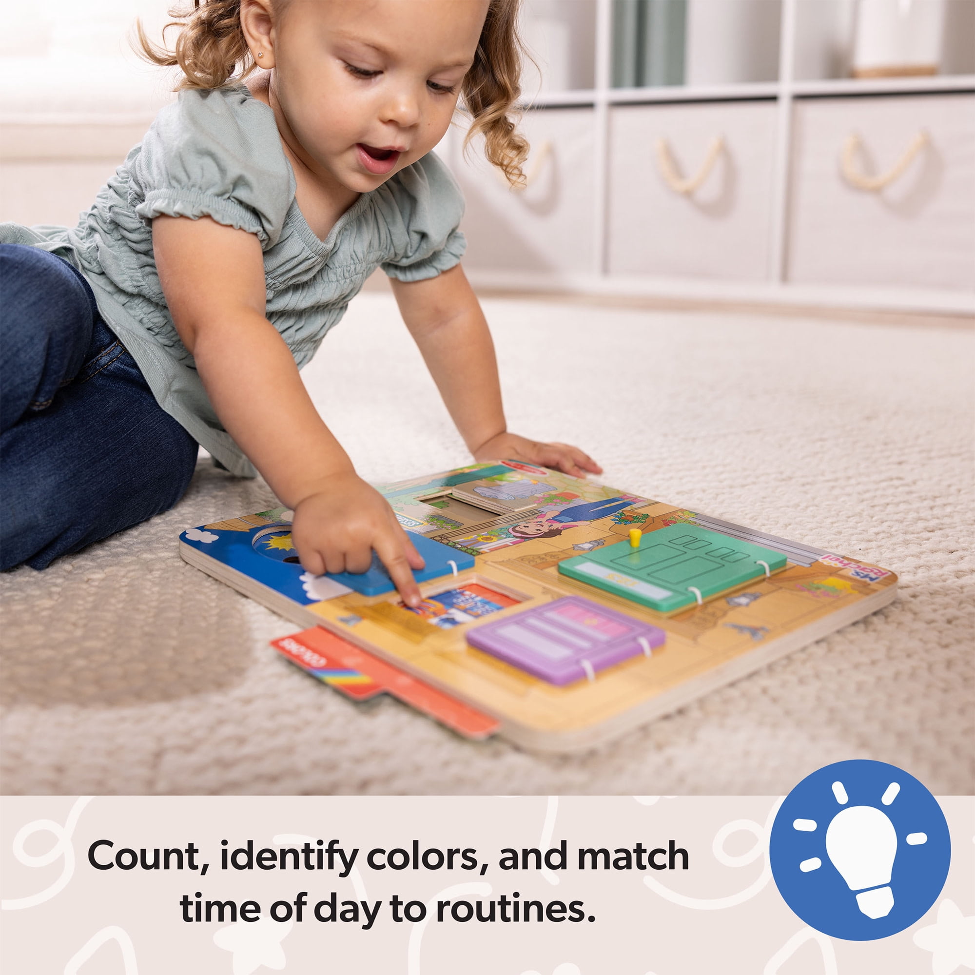 Melissa & Doug® Ms. Rachel™ Sesame Street Wooden Daily Routines Activity Board Preschool Learning Toy for Boys and Girls - FSC Certified
