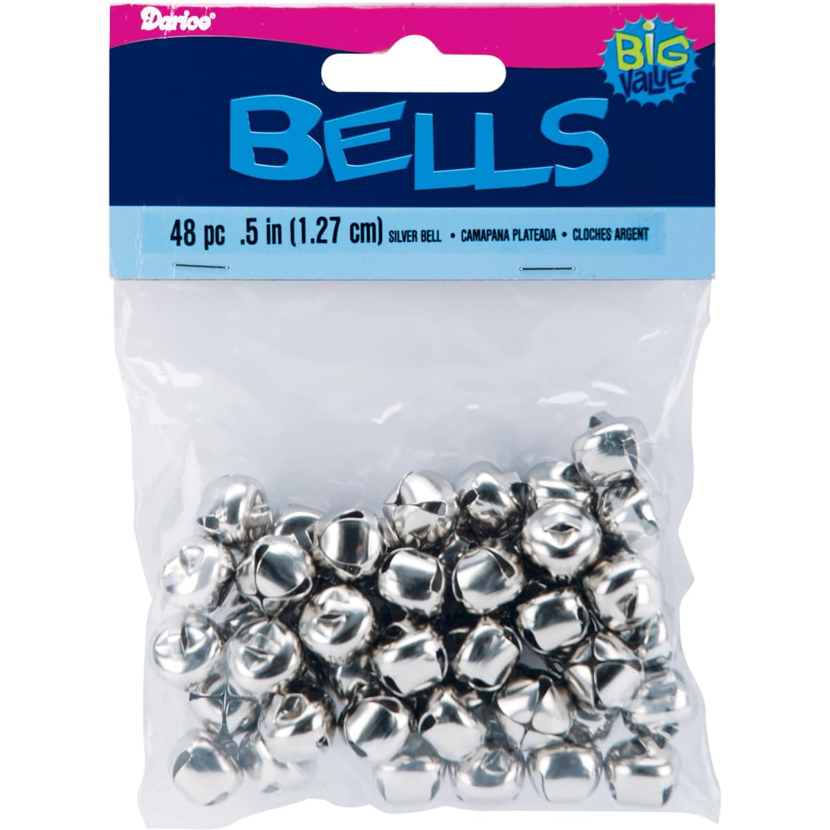 Darice, Jingle Bells, 1/2 inch, Silver for holiday and craft