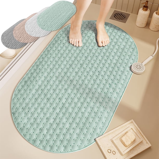 Alfombrilla Antideslizante con Ventosas para Baño | Alfombrilla Ovalada de Plástico Color Café para Ducha o Bañera | Alfombrilla de Masaje para Pies | 69 X 39 X 0,25 Cm | 450 G