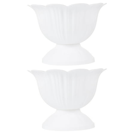VORCOOL 2pcs Mini Flower Pots White Plastic Compact for Couples Wedding Decor Home