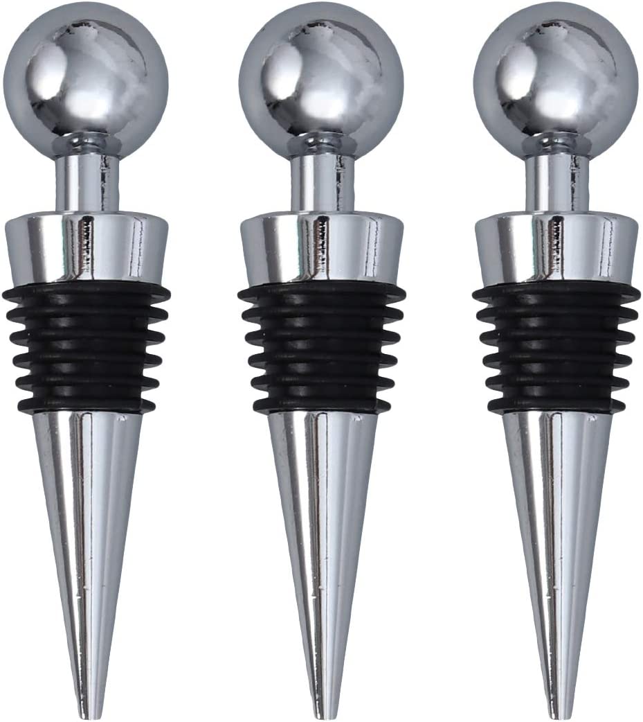 3 Pcs Stainless Steel Wine Bottle Stopper Reusable Wine Saver Cap Wine