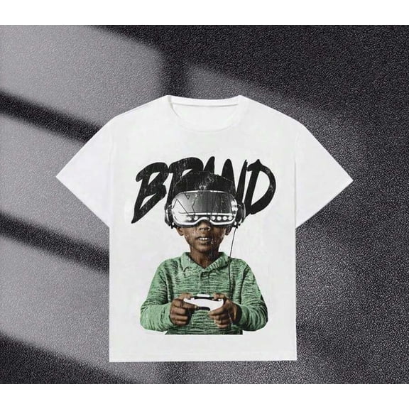 Men's Round Neck Short Sleeved Printed Casual T-Shirt, Y2K Hip-Hop Street Retro Style 180g Pure Cotton, Love Gamers Short Sleeved Versatile Summer Men's And Women's Essential T-Shirt Top